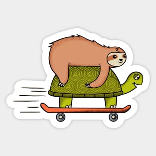 Sloth and turtle skateboard Sticker